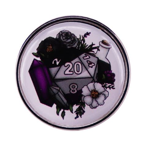 Dungeons And Dragons D20 Crystal And Rose Enamel Pin Distinct Pins