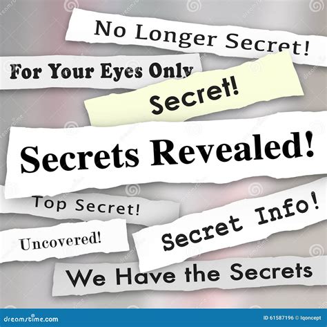 Secrets Revealed Headlines Classified Confidential Info Stock Photo