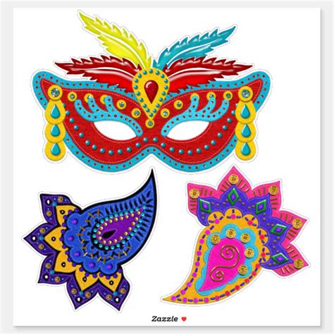 Mardi Gras Mask Decorations | Cherie's Art Sticker | Zazzle