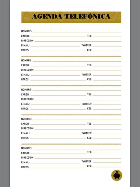 Plantillas De Agendas Telefonicas Para Imprimir Charcot