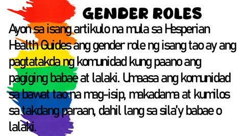 MGA URI NG GENDER SEX AT GENDER ROLES Pdf