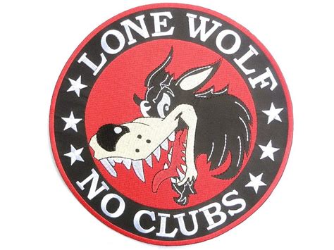 LONE WOLF NO CLUBS Outlaw Biker Big Back Patch 9 5 24cm Lone Wolf