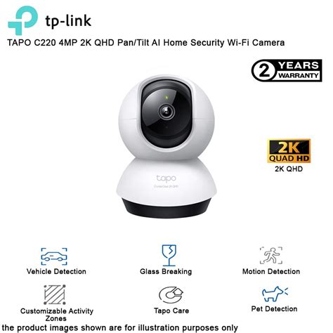 TP Link Tapo C220 2K 4MP QHD Pan Tilt AI Home Security Wi Fi CCTV ONVIF