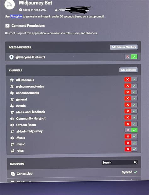 Confine midjourney bot to one channel in your own discord server? Not