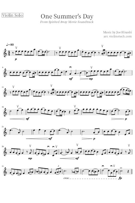 One Summers Day Violin Solo Violinotech First Day Of Summer