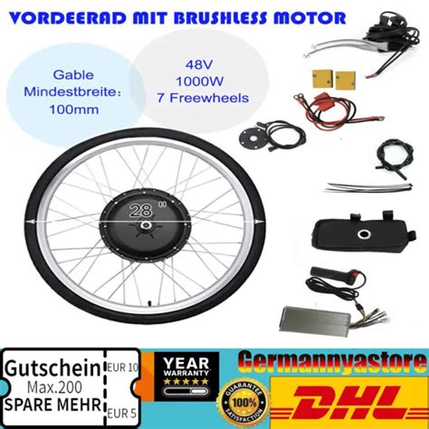 28 ZOLL 48V 1000W Elektrofahrrad Vorderrad Umbausatz E Bike Conversion