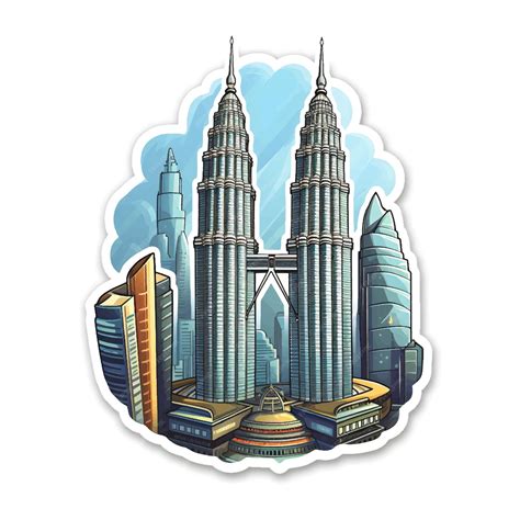 Premium Vector | Petronas Twin Towers illustration sticker on white ...