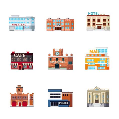 Free Vector Urban Buildings Icon Set