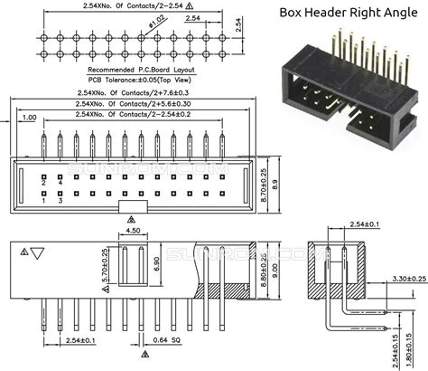 10 Pin Box Header Right Angle 3974 Sunrom Electronics