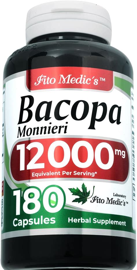 Amazon FITO MEDIC S Lab Bacopa 180 Capsules 12000 Mg Bacopa