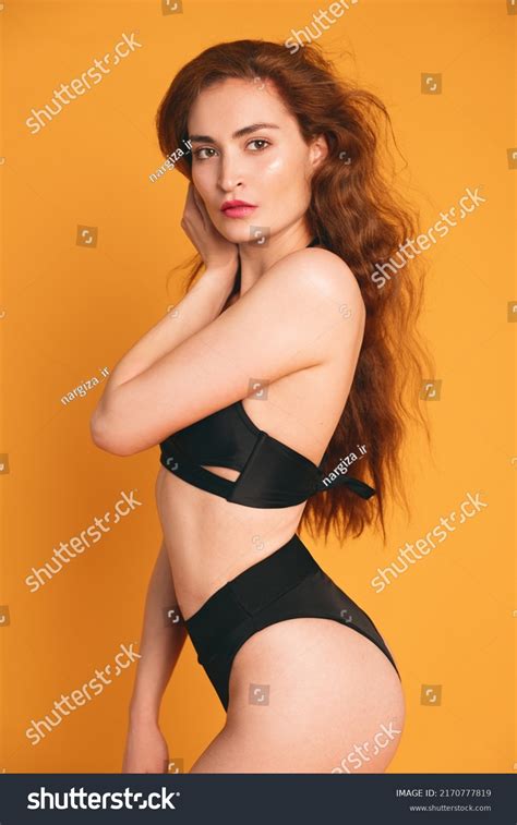 Smiling Brunette Woman Posing Black Bikini Stock Photo 2170777819 Shutterstock