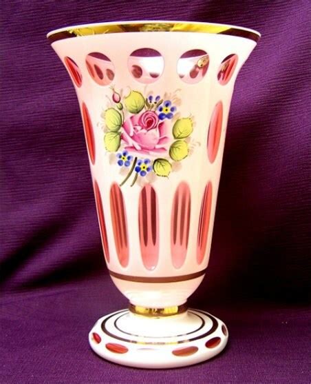 Bohemia Cranberry Glass Czechoslovakia Czech Vase Large Size