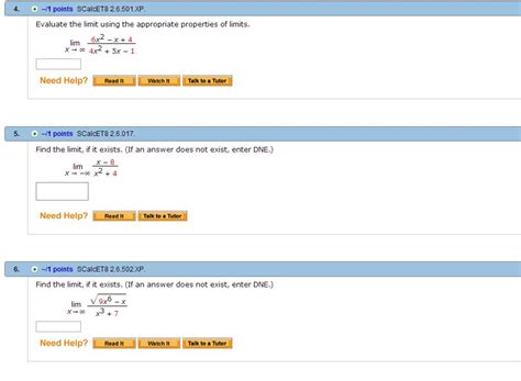 Solved Evaluate The Limit Using The Appropriate Properties