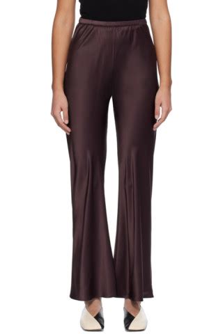 Brown Bias Cut Lounge Pants By Silk Laundry On Sale