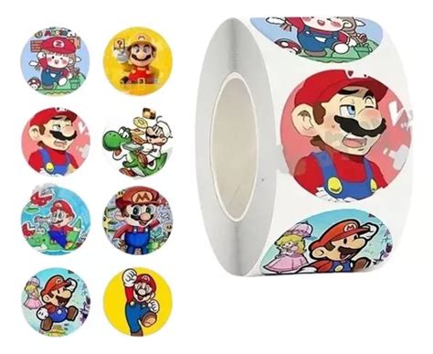 Sticker Rollo Unidades Super Mario Bross Etiqueta Cuotas Sin Inter S