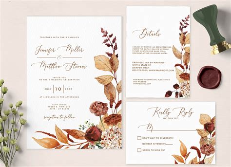 Fall Floral Wedding Invitation Set on Behance