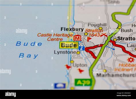 bude  surrounding areas shown   road map  geography map stock photo alamy