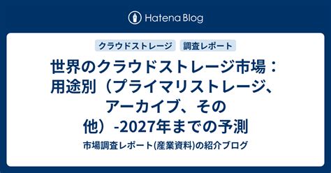 世界のクラウドストレージ市場：用途別（プライマリストレージ、アーカイブ、その他） 2027年までの予測 市場調査レポート産業資料の紹介ブログ