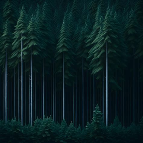 Premium AI Image | Dense Forest of Tall Dark Green Trees