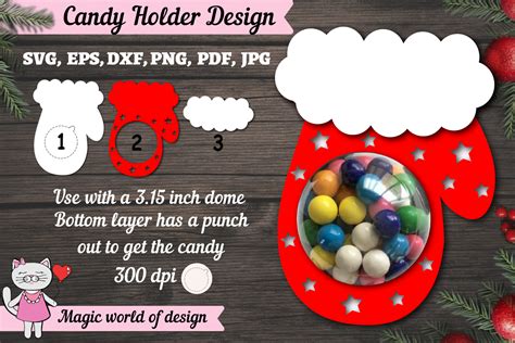 3d Christmas Mittens Candy Dome Svg Gráfico Por Magic World Of Design