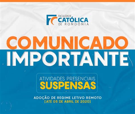 FCR Adota Regime Letivo Remoto E Suspende Aulas Presenciais A Partir De