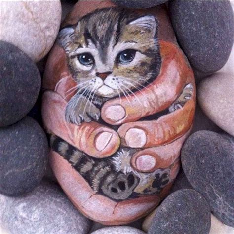 50 Inspiring Diy Painted Rocks Animals Cats For Summer Ideas 35