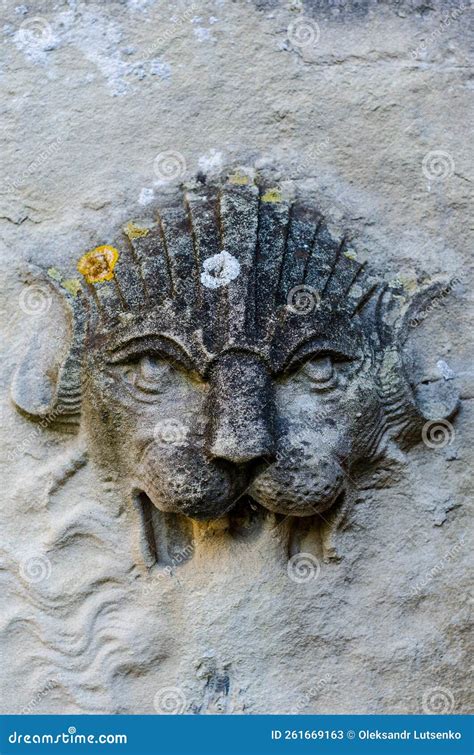 Old Bas Relief Of Lion On The Castle Wall Stock Image Image Of