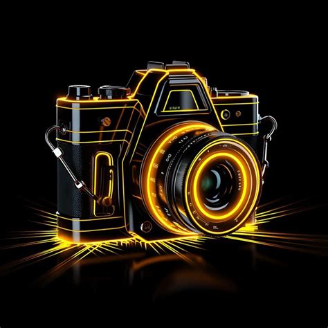 Premium Photo Design Of Camera Retro Yellow Angular Neon Lines Film
