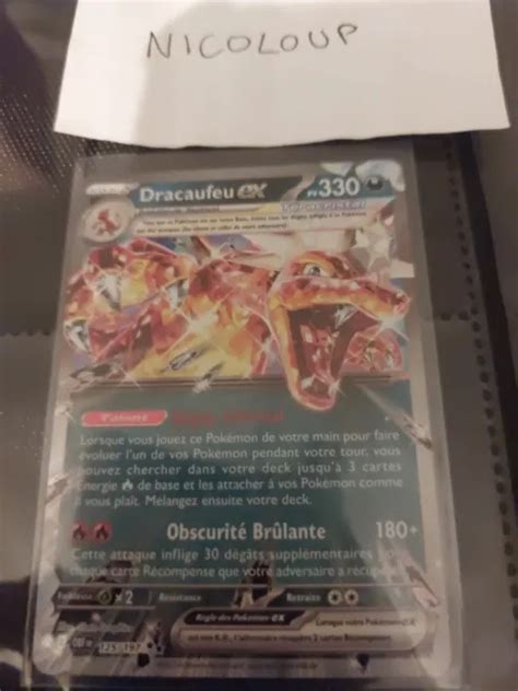 CARTE POKÉMON DRACAUFEU Ex 125 197 Ev3 Flammes Obsidiennes FR Neuve