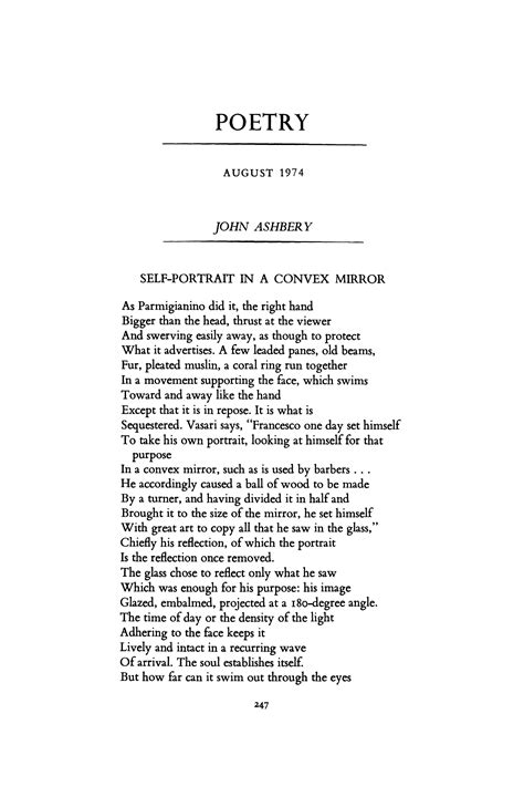 Self Portrait In A Convex Mirror By John Ashbery Poetry Magazine