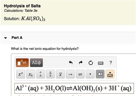 Solved Hydrolysis Of Salts Calculations Table 3e Solution Kalso42