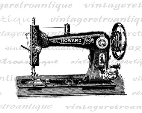 Antique Sewing Machine Printable Graphic Download Illustration Etsy