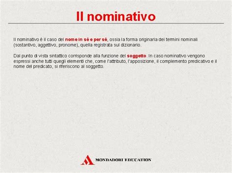 Il Nominativo Il Nominativo In Italiano Il Nominativo