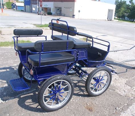 New horse size marathon wagonette carriage by Frontier Equestrian Blue & Silver • $3,700.00 ...