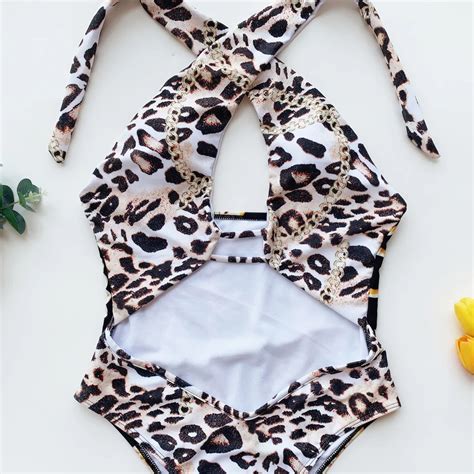 Jsn L Opard Sexy Maillot De Bain Une Pi Ce Bikini Licou Coupe