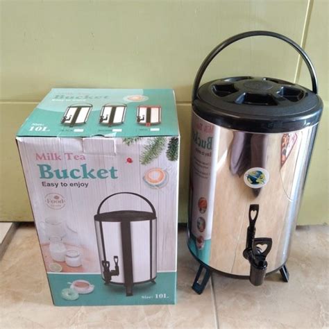 Jual Water Jug Drink Jar Milk Tea Bucket Stainless Steel 10L Polos SA