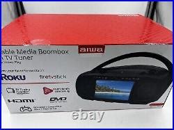 New Black Aiwa 7 LCD Streaming DVD CD FM Radio Bluetooth Portable