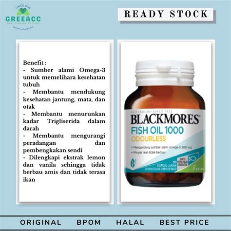 Jual Blackmores Odourless Fish Oil 1000mg 30 Kap Omega 3 1000 Mg