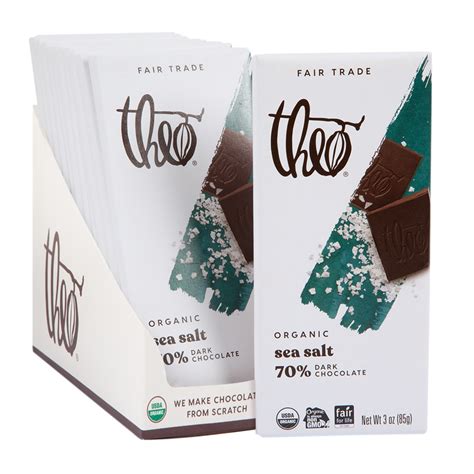 Theo 70 Dark Chocolate Sea Salt 3 Oz Bar Nassau Candy