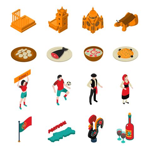 Portugal Icons Set Vector Art At Vecteezy