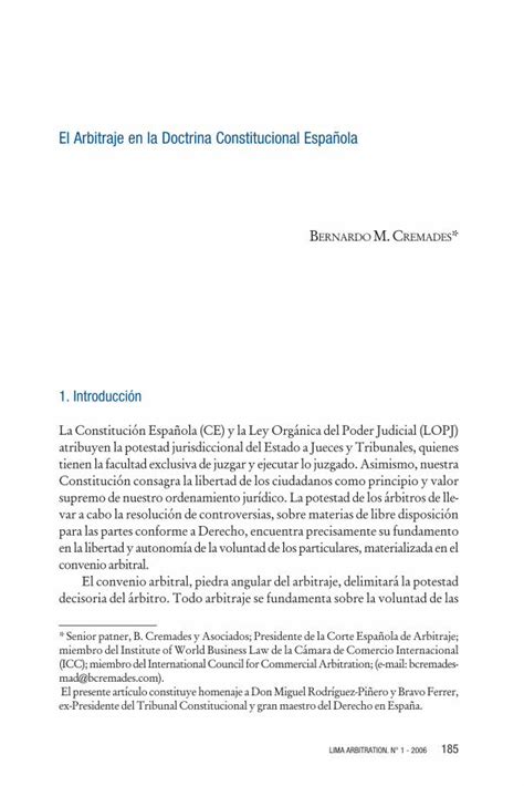 Pdf El Arbitraje En La Doctrina Constitucional Espa Pdf