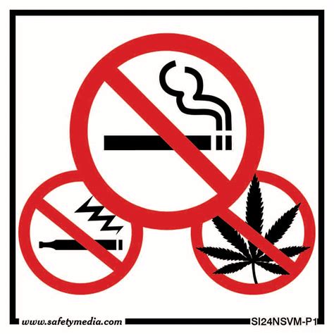 Safety Media No Smoking, No Vaping and No Marijuana Plastic Sign, White ...