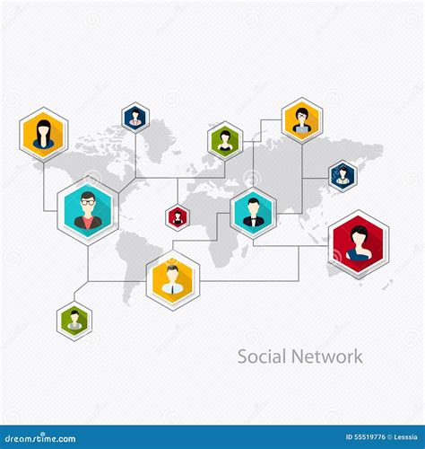 Flat Icons For Social Media And Network Connection Concept Vector