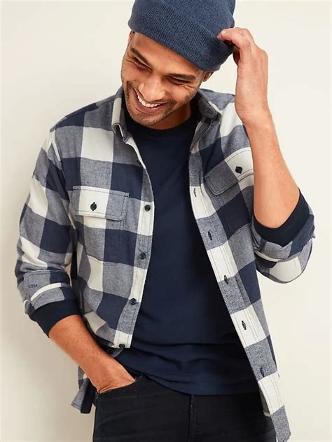 Regular Fit Built In Flex Patterned Flannel Shirt Old Navy Mens