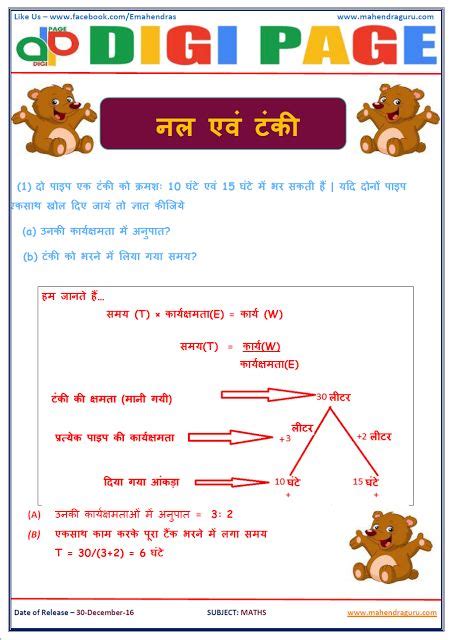 Digi Page DP 30 December 2016 Maths Pipes And Cistern Math Formulas