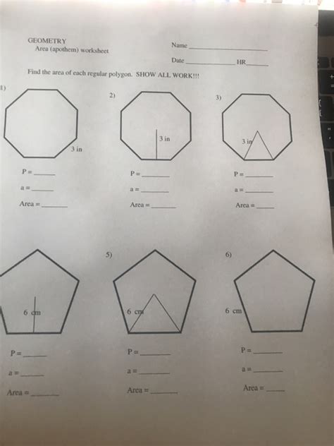 Area Of Regular Polygon Practice