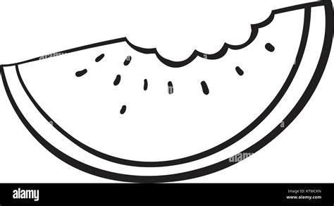 Watermelon Fruit Cartoon Illustration Black And White Stock Photos