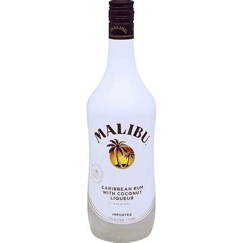 Malibu Flavored Caribbean Rum With Coconut Liqueur 750ml Bottle 42 Proof Ron Selectos