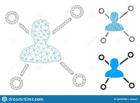 User Relations Vector Mesh Network Model Und Dreieck Mosaik Icon Vektor