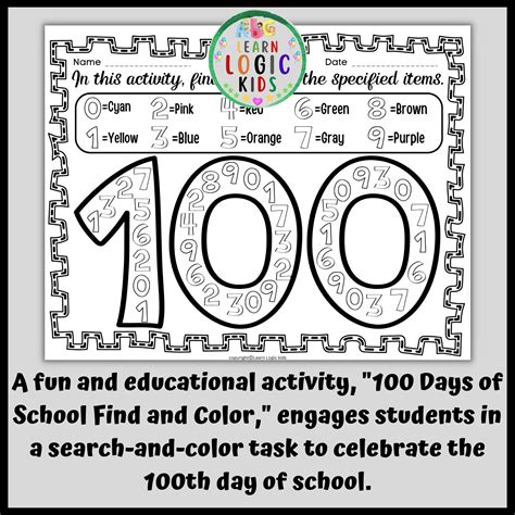 100 Days Of School Find And Color 100th Day Of School Printable